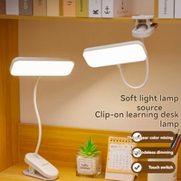 Lampe LED rechargeable et à branchement secteur, double usage, lumière portable à clipser/de bureau 3 couleurs, lampe de lecture pour dortoir