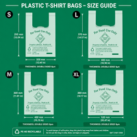 Wegwerp PE T-shirt zakjes voor voedselverpakkingen, handvat op handlengte, boodschappen- & groente/fruitzakjes op rol, groothandel