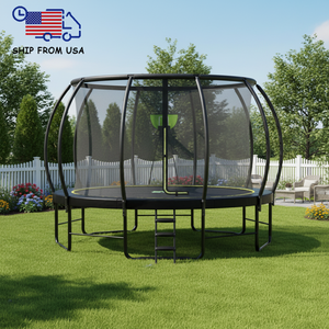 <span class=keywords><strong>Trampoline</strong></span> d'extérieur robuste Zoshine avec panier de basket, <span class=keywords><strong>filet</strong></span> de sécurité et échelle, design tout noir, en stock dans l'entrepôt américain - Product Image 1