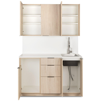 Armoire murale de rangement pour salon en bois brun avec évier, vitrine de bar pour salon de coiffure, armoire murale de rangement pour équipement de barbier