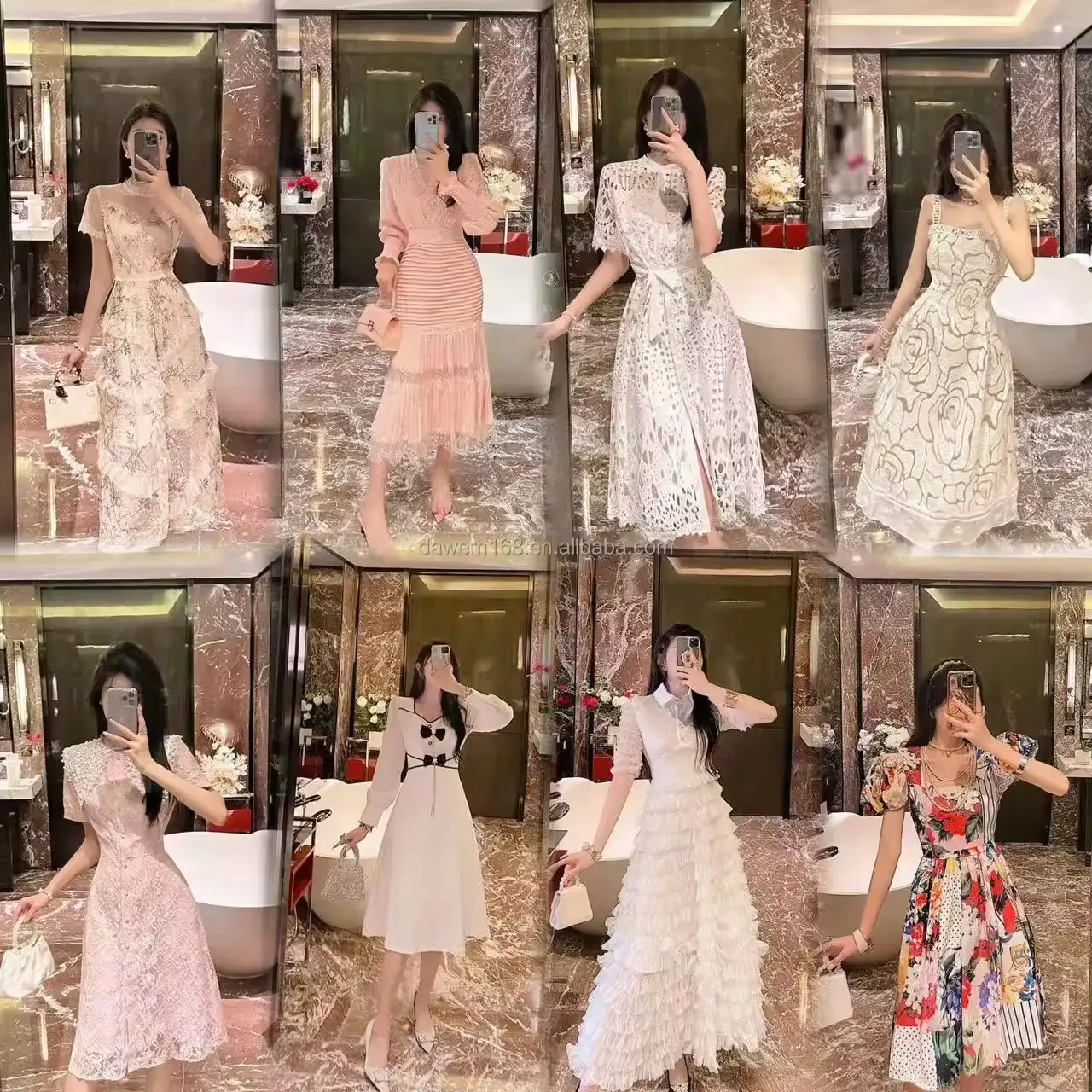 2024 venta al por mayor caliente sexy nicho francés burbuja manga floral vestido femenino verano vintage estampado gasa vestido