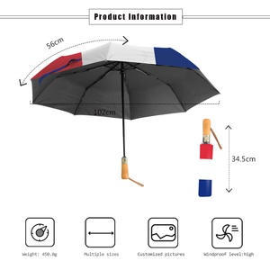 Custom Logo Ladies Gift Fashionable Printed Iron <b>Frame</b> Foldable Umbrella Wooden Handle Promotional Auto Close Manual Control - Product Image 4