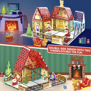 55 Piezas de Bloques de Construcción Magnéticos Navideños 3D, Azulejos Educativos de Seguridad para Niños, Juguetes de Azulejos Magnéticos Coloridos para Bebés - Product Image 6