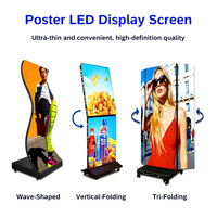 Afficheur LED numérique publicitaire portable P1.25 P1.5 P1.86 P2.5 P3, ultra fin, pour intérieur, avec support pliable