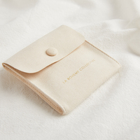 Ensemble de pochettes pour bijoux en microfibre de daim beige, pochette pour carte de bijoux, avec logo personnalisé