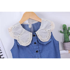 Nouvelle combinaison en jean bleu sans manches pour filles, design d'été pour enfants, fabricant chinois - Product Image 4