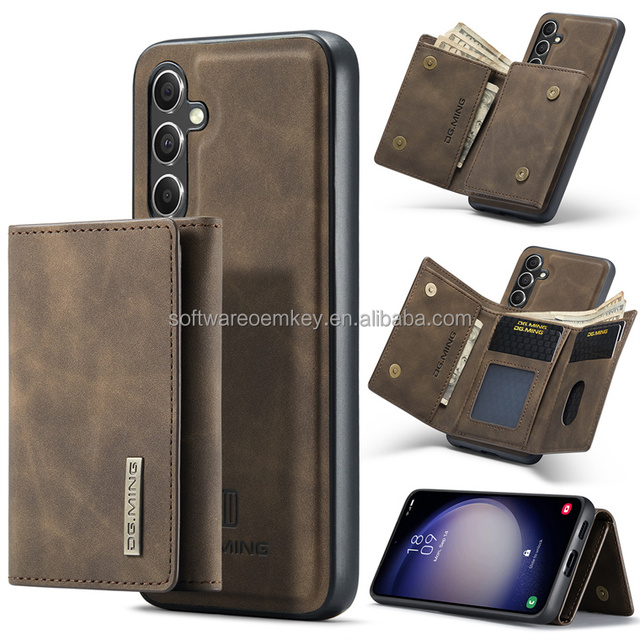 Wallet Detachable 3 Fold Retro Leather Case Card Slots Anti-fall Stand Cover for Samsung Galaxy A15 A33 A34 A35 A53 A54 A55 A73