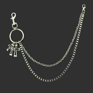 Hot Selling Personalized Men's Pants <b>Chain</b> Multi Layer Alloy Silver Plated Cross Pendant <b>Waist</b> Hanging <b>Chain</b> Fashion Jewelry - Product Image 1