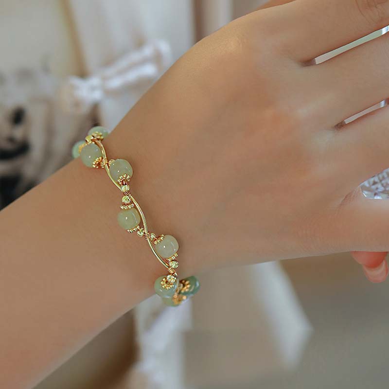 Chinese Imitation Jade Green Bamboo Pendant Bracelets