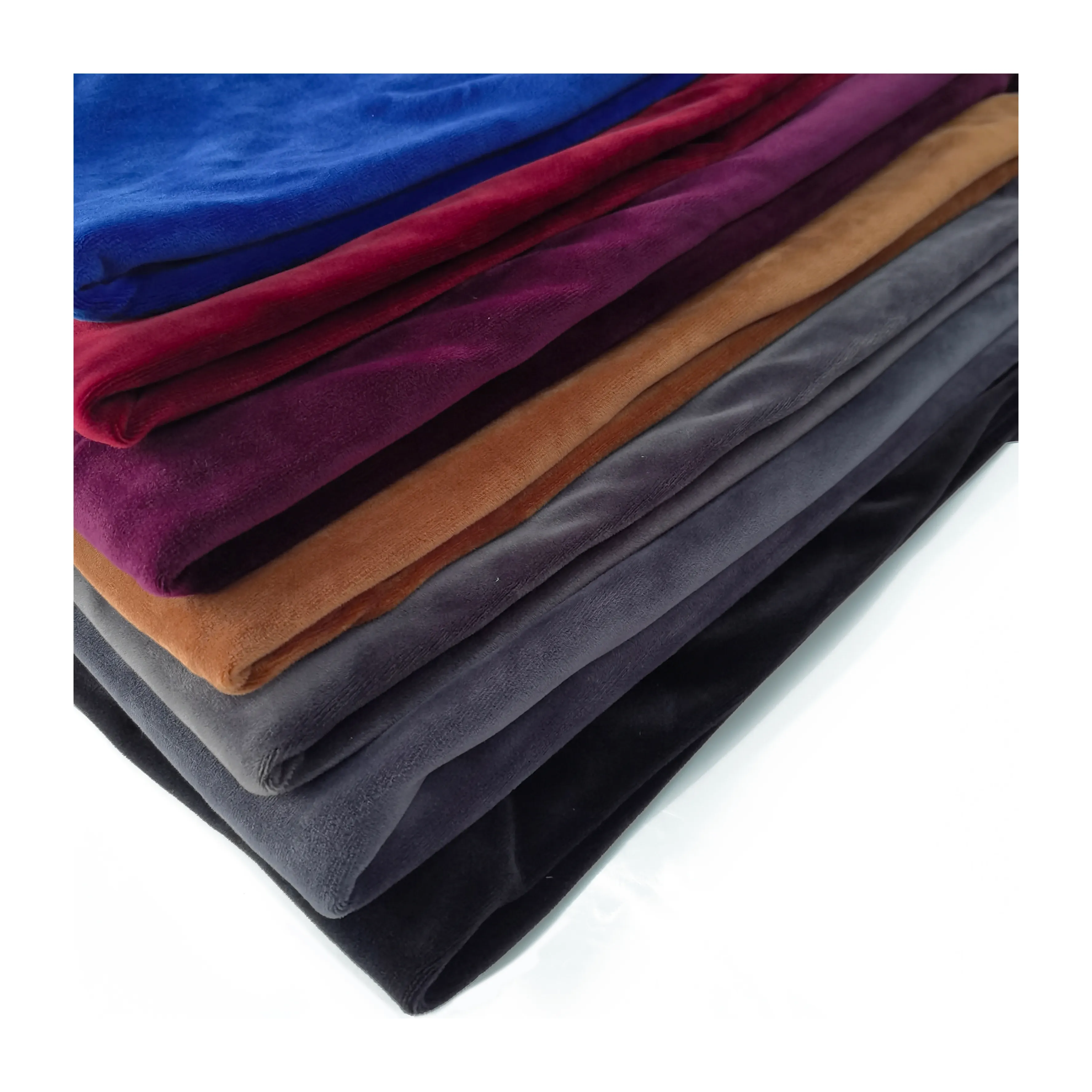 Tùy chỉnh màu sắc 4 cách căng đầy màu sắc siêu mềm Spandex nhung vải cho quần áo sofa