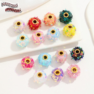 NANTONG Colored Ab <b>Sequined</b> Pom Pom Spacer Beads 16mm For Diy Jewelry Accessories - Product Image 1