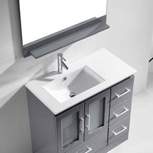 Meuble-lavabo de salle de bain de qualité supérieure, fabriqué en chêne blanc aulne, panneau cannelé, vente directe d'usine - Product Image 3