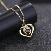 100 langue je t'aime cristal couleur personnalisée photo strass mode pendentif Projection collier