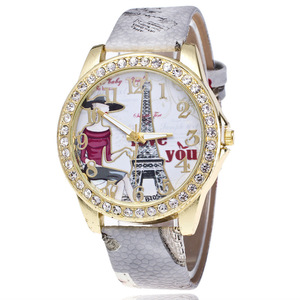 Montre vintage Tour Eiffel <span class=keywords><strong>Paris</strong></span> pour femmes Montre-bracelet à quartz Montre habillée pour femmes Montre-bracelet en cuir Mode Montres-bracelets pour femmes Reloj Mujer - Product Image 1