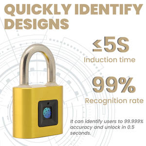 Unity Brass <b>Fingerprint</b> <b>Padlock</b> 50mm USB Rechargeable <b>Padlocks</b> Without Apps WiFi Waterproof - Product Image 4