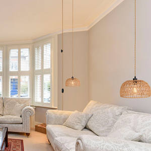 Lámpara colgante de ratán tejida Sunsir, iluminación colgante de cuerda de cáñamo para comedor - Product Image 5