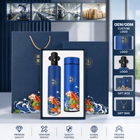 Ensemble cadeau d'entreprise personnalisé avec logo Koi, thermos bleu, carnet, stylo, souvenir pour réunion annuelle d'entreprise, événement d'ouverture