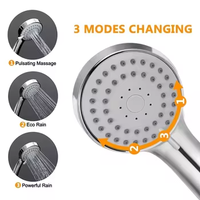 Robinet de salle de bain à sortie unique haute pression, accessoire moderne avec douchette à 3 fonctions et économie d'eau