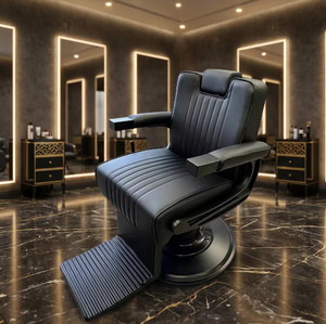 Silla de Barbero Profesional Retro, Resistente, Totalmente Negra, Silla de Estilismo de Lujo para Barbería, Precio al por Mayor para Salón de Belleza - Product Image 1