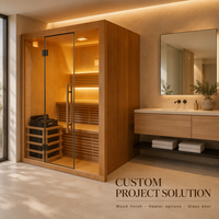 Ukuran Kustom Tersedia, Ruang Sauna Kering Indoor untuk 4 Orang, Kayu Solid Cedar Merah & Hemlock dengan Pemanas Sauna Bersertifikasi ETL & CE