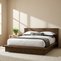 Lit plateforme king-size en bois massif capitonné, mobilier de chambre sur mesure