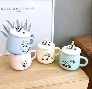 Creative Panda Modern Classic Hot Sale with Handle Spoon and Lid Mug Cup For Coffee Milk Cola Tea For Office For Home For Kids