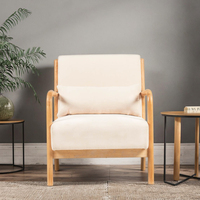 Fauteuil de salon moderne en bois massif avec coussin épais et confortable, fauteuil d'appoint avec coussin lombaire, fauteuil de détente confortable