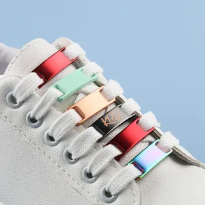 Abalorios de Cordones Personalizados con Etiqueta Grabada, Cordones de Zapatos con Logotipo Impreso de Metal, Cordones de Bloqueo, Accesorios para Zapatillas Deportivas