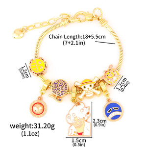 Pulsera Unisex Personalizada de Aleación de Zinc con Diseño de Luffy y Zoro de One Piece, Esmalte de Gota de Aceite, Cuentas DIY, Estilo Lindo de Dibujos Animados - Product Image 4