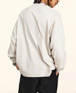 OEM ODM personalizado pulóver cuello redondo hombres cuello redondo Camiseta básica algodón hombro caído oversize manga larga Camiseta - Product Image 6