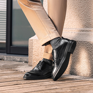 Zapatos de Vestir de Cuero con Plataforma para Hombre, Estilo Brogue, Formales y Casuales, Retro, para Padrinos de Boda - Product Image 5