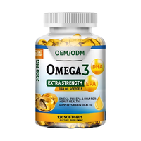 Gélules d'huile de poisson Oméga 3 2000mg avec EPA et DHA élevés pour le cœur et le cerveau, supplément OEM ODM à marque privée, 120 gélules