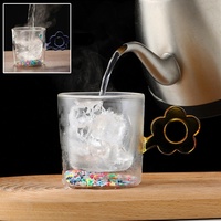 Cadeau Gobelet thé café à double couche soufflé à la main Tasse à dessert de bureau Tasse à eau borosilicate isolée à double paroi Tasse à boire de lait
