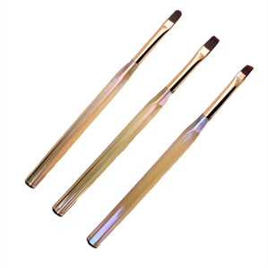 Pinceau à ongles ovale en nylon avec logo personnalisé, manche en métal, outil de peinture pour application de poudre acrylique, pour manucure professionnelle - Product Image 1