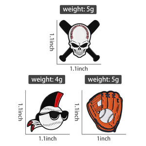Coole schedel honkbal zonnebril broche en klassieke handschoen broche emaille pins vintage honkbal sport broche reversbadge sieraden cadeau - Product Image 6