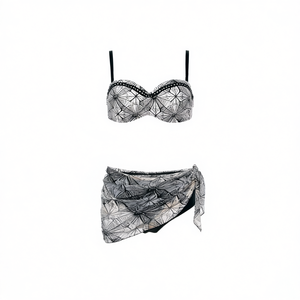 Costume da bagno intero HDJ taglie forti con stampa geometrica a fascia e gonna modellante, da donna SQ66003 - Product Image 1