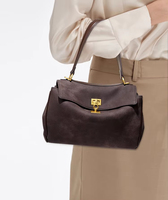 Sac à main vintage en daim mat rétro grande capacité marron Maillard de luxe pour femme avec poignée supérieure et rabat, sac à bandoulière