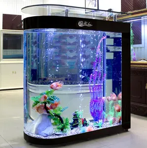 Özelleştirilmiş büyük oturma odası balık tankı ofis akvaryum akıllı süper beyaz akrilik balık tankı alt filtre ekolojik t