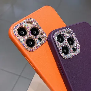 奢华手工制作的透镜镶嵌手机壳，用于iPhone7/8皮革手机壳，带精确的孔