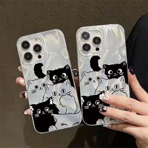 Ốp điện thoại hình mèo dễ thương tương thích với <span class=keywords><strong>iPhone</strong></span> 17 17AIR 16 PRO 15 14 13 12 11Pro Max XR XS 7 8 PLUS, chất liệu PC, chống sốc - Product Image 1