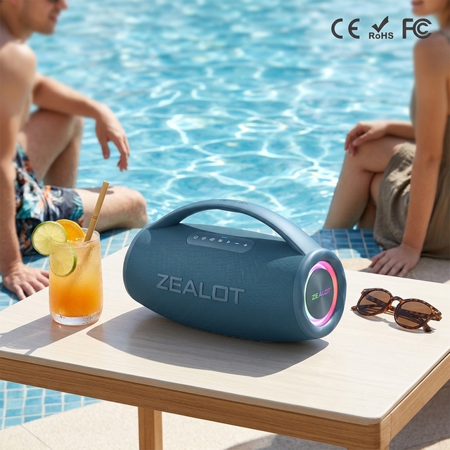 Zealot S97 80W High Fidelity Wireless Speaker 16000mAh Battery IP67 Waterproof RGB Aux/USB Boombox Outdoor Party Station