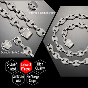 Ensemble <span class=keywords><strong>de</strong></span> bijoux Hip Hop pour hommes, 12MM, bijou en plaqué or, collier ras du cou en Zircon et diamant, chaîne en grains <span class=keywords><strong>de</strong></span> <span class=keywords><strong>café</strong></span> glacé, nouvelle collection - Product Image 6