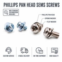 Vis SEMS à tête cylindrique Phillips M3 M4 M5 sur mesure, fabricant chinois, acier inoxydable A2-70, acier au carbone