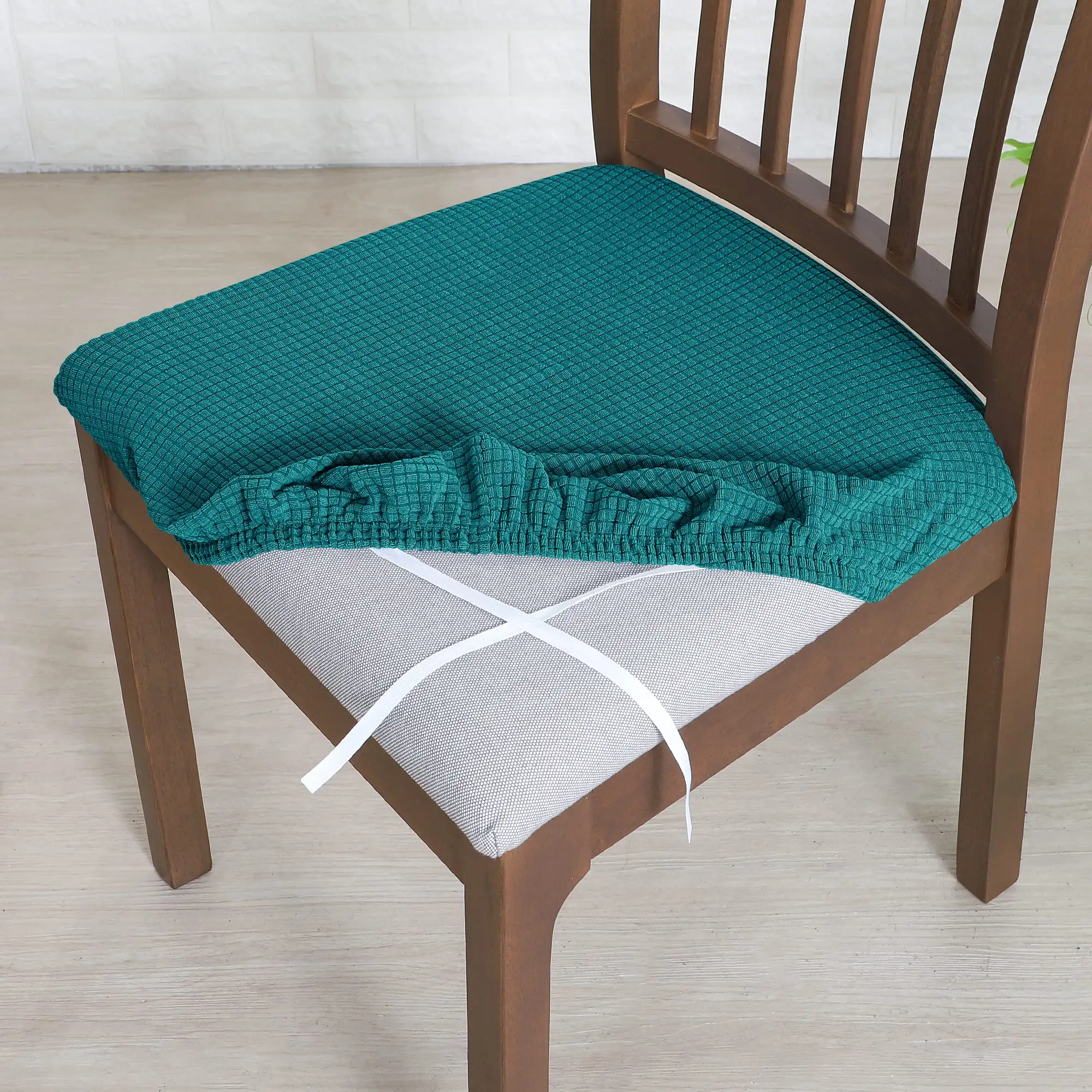 FORCHEER Chair Seat Cover for Dinning Room Jacquard Water Resistant Stretch Seat Cover for Chairs Washable, Teal