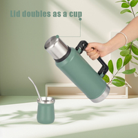 Termo de Acero Inoxidable Aislado de Gran Capacidad (1200ml) para Yerba Mate, con Taza, para Viaje