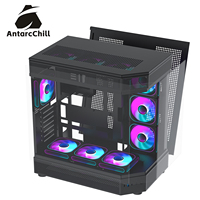 AntarcChill Black Full Tower Tempered Glass ARGB Case with Panoramic Side Panel ATX 360mm AIO USB3.0 Type-C Dual Chamber Design