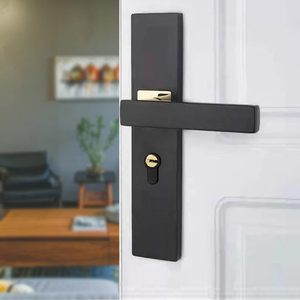 Silent European <strong>Door</strong> Handle Lockset with Ambidextrous Design Easy Installation Universal Fit Thickened Panel <strong>Black</strong> <strong>Door</strong> <strong>Knob</strong> - Product Image 3