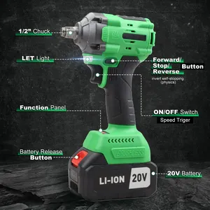 ประแจไร้สาย 20V 2-in-1 พร้อมแรงบิด 650 นิวตันเมตร เครื่องมือกระแทกไร้สายสำหรับงาน DIY มอเตอร์ไร้แปรงถ่าน ใช้พลังงานจากแบตเตอรี่ รุ่น CW-20S แรงบิด 650 นิวตันเมตร - Product Image 5