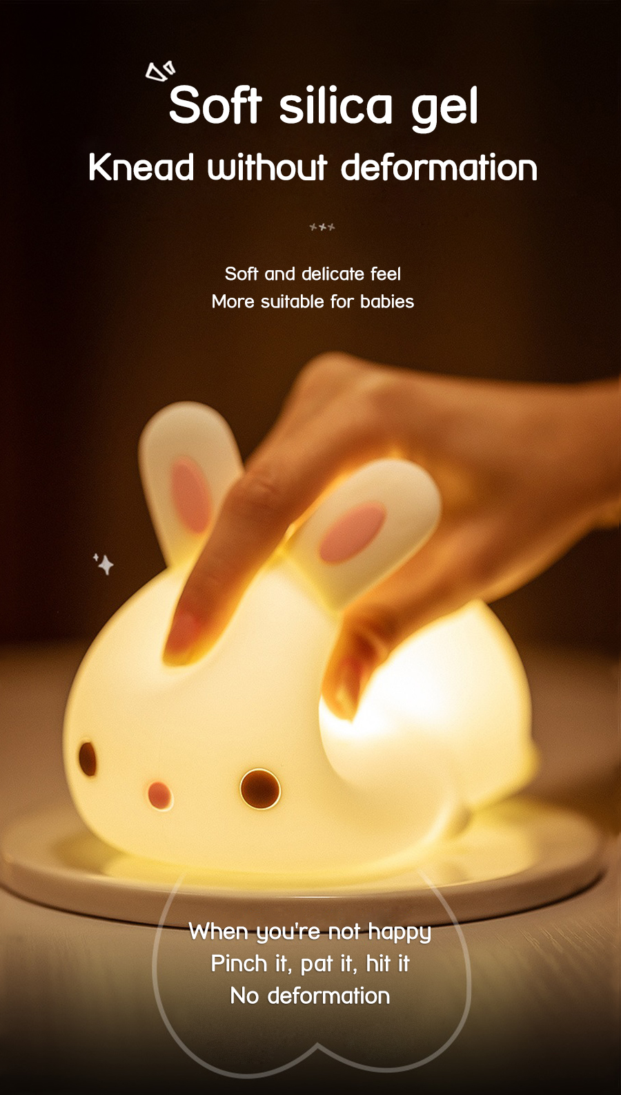 USB rechargeable cat silicone night light touch sensor LED lamp of bedroom the head of a bed with remote control children gifts