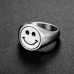 Stainless Steel Smiley Face <b>Ring</b> Gold Silver Unisex <b>Couple</b> Jewelry Gift - Product Image 3